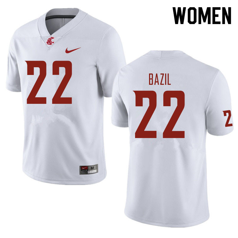 Women #22 Jouvensly Bazil Washington State Cougars Football Jerseys Sale-White - Click Image to Close
